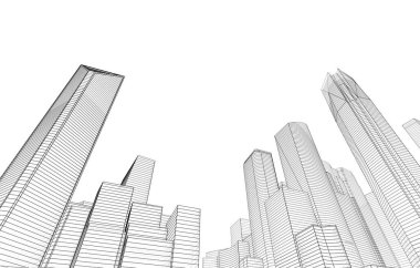 Mimari bina tasarımının 3 boyutlu illüstrasyonu