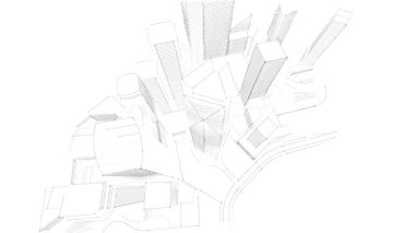 Mimari bina, kentsel kentsel illüstrasyon tasarımı, soyut arkaplan.