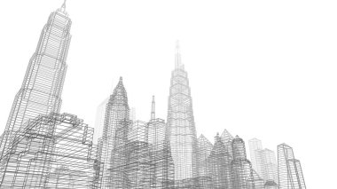 Mimari bina, kentsel kentsel illüstrasyon tasarımı, soyut arkaplan.