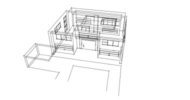  Mimari bina tasarımının 3 boyutlu illüstrasyonu