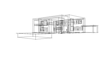  Mimari bina tasarımının 3 boyutlu illüstrasyonu