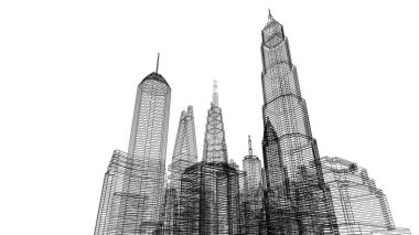 Mimari bina, kentsel kentsel illüstrasyon tasarımı, soyut arkaplan.