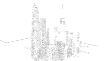 Mimari bina, kentsel kentsel illüstrasyon tasarımı, soyut arkaplan.