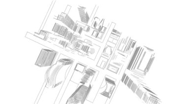 Mimari bina, kentsel kentsel illüstrasyon tasarımı, soyut arkaplan.