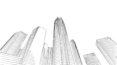 Mimari bina, kentsel kentsel illüstrasyon tasarımı, soyut arkaplan.