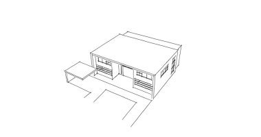  Mimari bina tasarımının 3 boyutlu illüstrasyonu