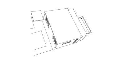  Mimari bina tasarımının 3 boyutlu illüstrasyonu