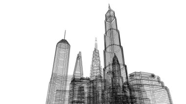 Mimari bina, kentsel kentsel illüstrasyon tasarımı, soyut arkaplan.