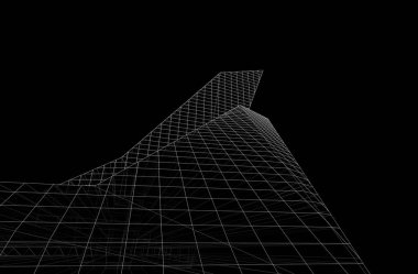 Mimari bina tasarımının 3 boyutlu illüstrasyonu