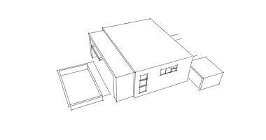  Mimari bina tasarımının 3 boyutlu illüstrasyonu