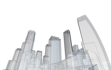 Mimari bina tasarımının 3 boyutlu illüstrasyonu