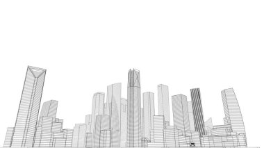 Mimari bina, kentsel kentsel illüstrasyon tasarımı, soyut arkaplan.