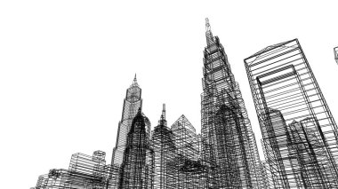 Mimari bina, kentsel kentsel illüstrasyon tasarımı, soyut arkaplan.