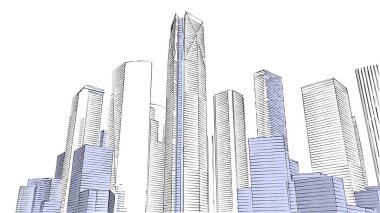 Mimari bina, kentsel kentsel illüstrasyon tasarımı, soyut arkaplan.