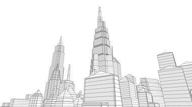 Mimari bina, kentsel kentsel illüstrasyon tasarımı, soyut arkaplan.