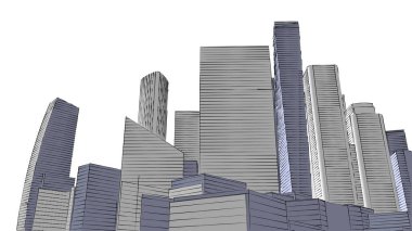 Mimari bina, kentsel kentsel illüstrasyon tasarımı, soyut arkaplan.