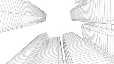 Mimari bina, kentsel kentsel illüstrasyon tasarımı, soyut arkaplan.