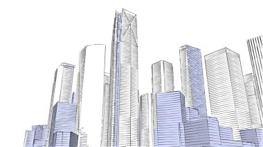 Mimari bina, kentsel kentsel illüstrasyon tasarımı, soyut arkaplan.