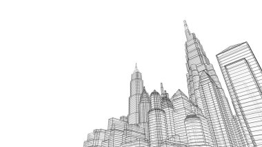 Mimari bina, kentsel kentsel illüstrasyon tasarımı, soyut arkaplan.