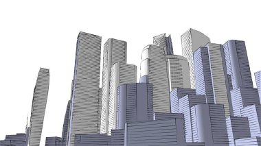 Mimari bina, kentsel kentsel illüstrasyon tasarımı, soyut arkaplan.