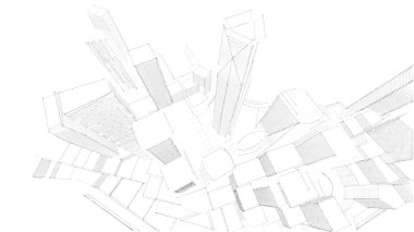 Mimari bina, kentsel kentsel illüstrasyon tasarımı, soyut arkaplan.