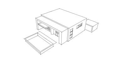  Mimari bina tasarımının 3 boyutlu illüstrasyonu