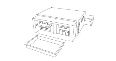  Mimari bina tasarımının 3 boyutlu illüstrasyonu