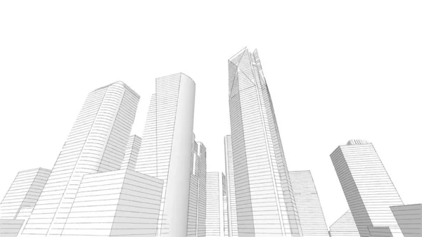 建筑施工城市三维图解设计 抽象背景 — 图库照片