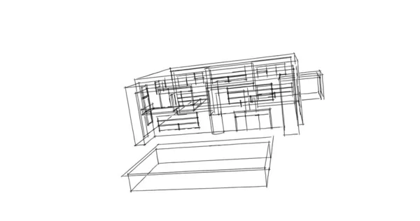 Ilustracja Projektu Budynku Architektury — Zdjęcie stockowe