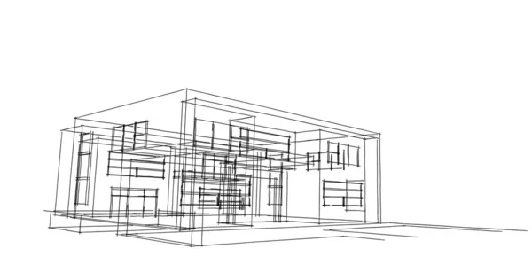 建筑设计的3D图解 — 图库照片