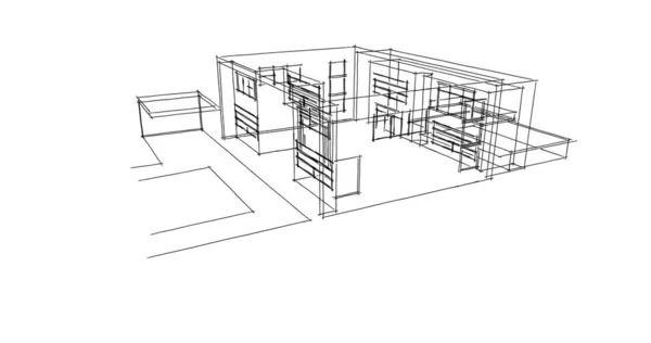 建筑设计的3D图解 — 图库照片