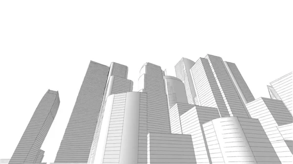 Architecture building construction urban 3D illustration design, abstract background.