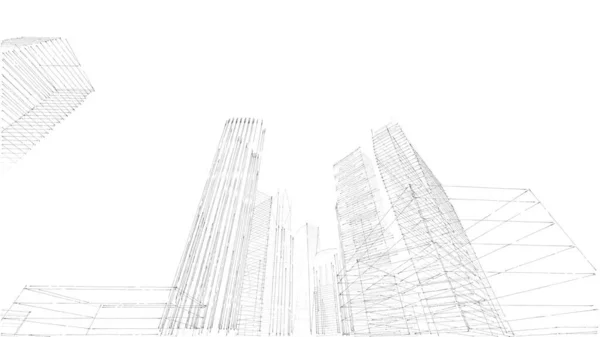 Construcción Edificios Arquitectura Diseño Urbano Ilustración Fondo Abstracto — Foto de Stock