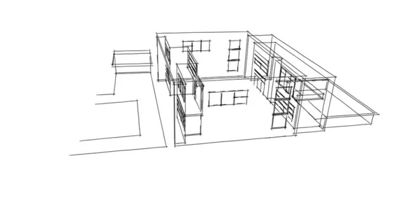 Ilustracja Projektu Budynku Architektury — Zdjęcie stockowe