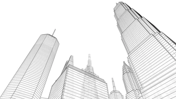 Architektur Hochbau Städtische Illustration Design Abstrakter Hintergrund — Stockfoto