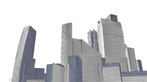Architecture building construction urban 3D illustration design, abstract background.