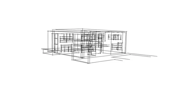 Иллюстрация Архитектурного Дизайна Здания — стоковое фото