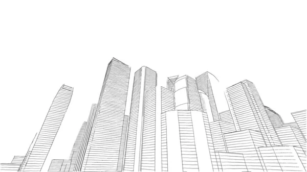 Construcción Edificios Arquitectura Diseño Urbano Ilustración Fondo Abstracto —  Fotos de Stock