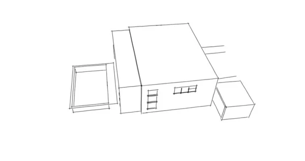 建筑设计的3D图解 — 图库照片