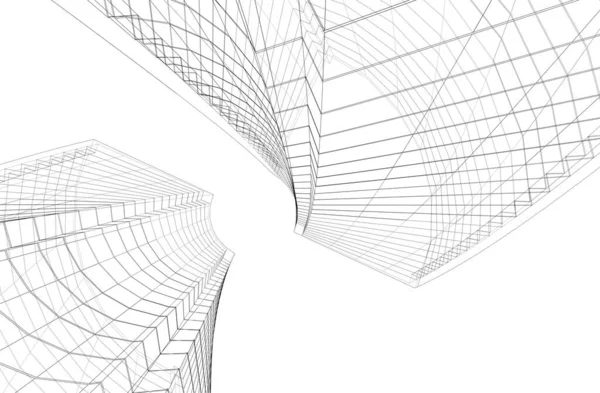 建筑设计的3D图解 — 图库照片