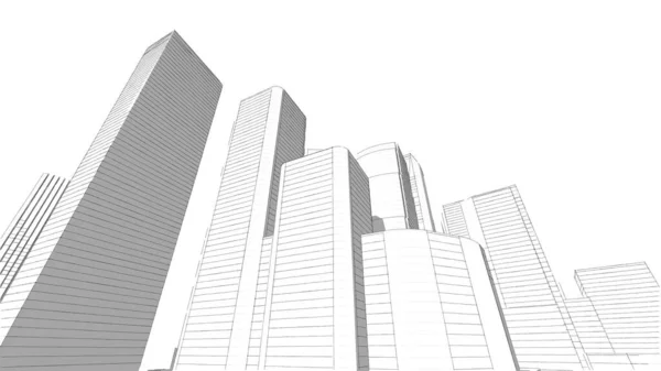 Architecture building construction urban 3D illustration design, abstract background.