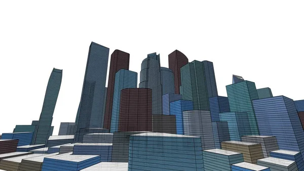 建築物の建築都市3Dイラストデザイン 抽象的な背景 — ストック写真