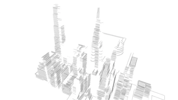 建筑施工城市三维图解设计 抽象背景 — 图库照片