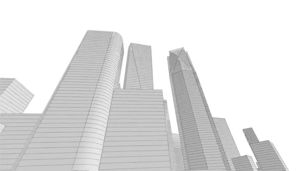 Architecture building construction urban 3D illustration design, abstract background.