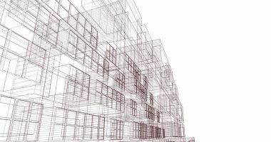 Mimari sanat konseptinde soyut çizgiler, minimum geometrik şekiller. 