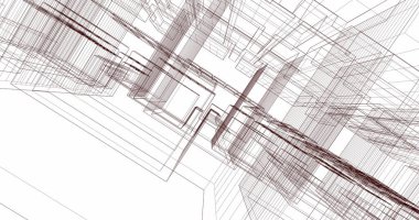 Mimari sanat konseptinde soyut çizgiler, minimum geometrik şekiller. 