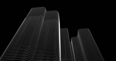 Mimari sanat konseptinde soyut çizgiler, minimum geometrik şekiller. 