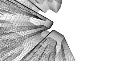 Mimari sanat konseptinde soyut çizgiler, minimum geometrik şekiller. 