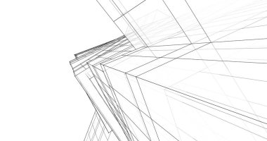 Mimari sanat konseptinde soyut çizgiler, minimum geometrik şekiller. 