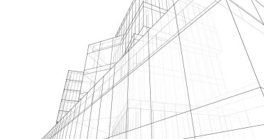 Mimari sanat konseptinde soyut çizgiler, minimum geometrik şekiller. 